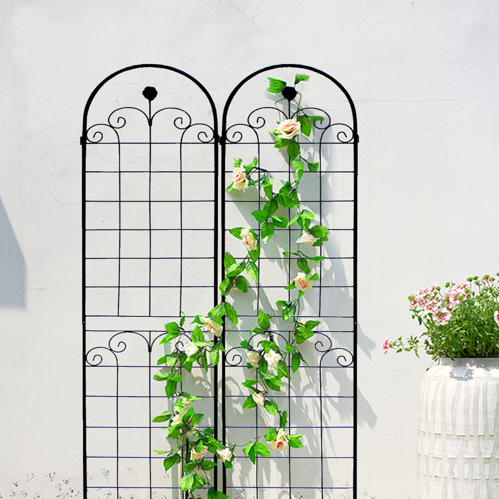 Leoglint 2 Pack Metal Garden Trellis for Climbing Plants Outdoor 86.7'' x 19.7'' Rustproof Plant Support Rose Trellis Netting Trellis Black