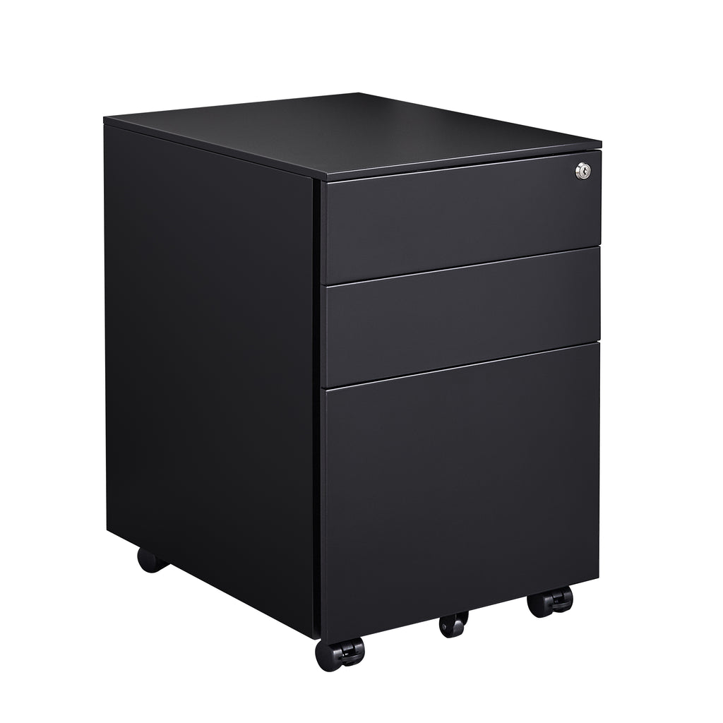 Leoglint 3 Drawer Mobile File Cabinet with Lock Steel File Cabinet for Legal/Letter/A4/F4 Size, Fully Assembled except for Wheels, Home/ Office Design