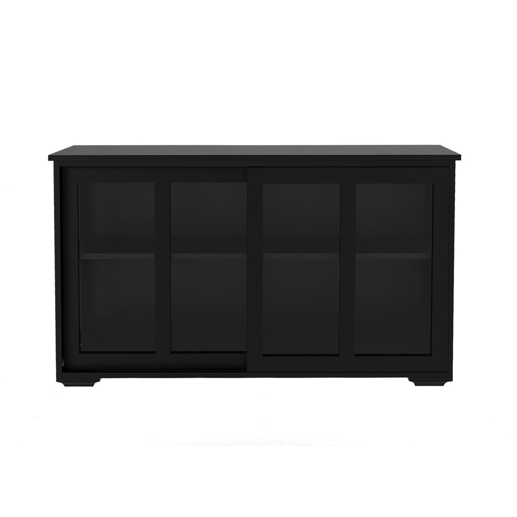 Leoglint Sideboard Kitchen Storage Stand Cupboard With Glass Door-Black