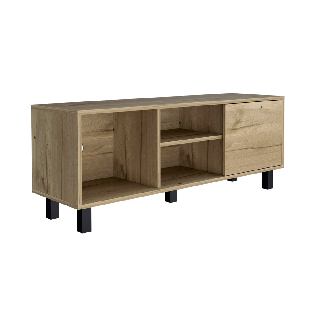 Leoglint Tunez Tv Stand for TV´s up 43" Three Open Shelves, One Cabinet -Light Oak