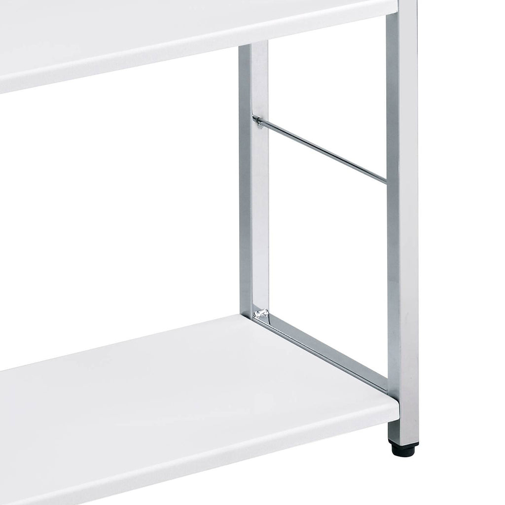 Leoglint White and Chrome 4-Tier Rectangular Bookshelf