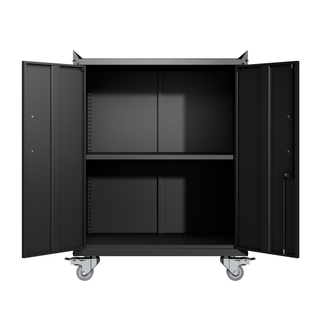 Leoglint 2 Door Tool Cabinets for Garage, Lockable Garage Storage Cabinet, Locking Metal Storage Cabinet with Wheels, Rolling Tool Chest, Assembly Required H34*W30.3*D18