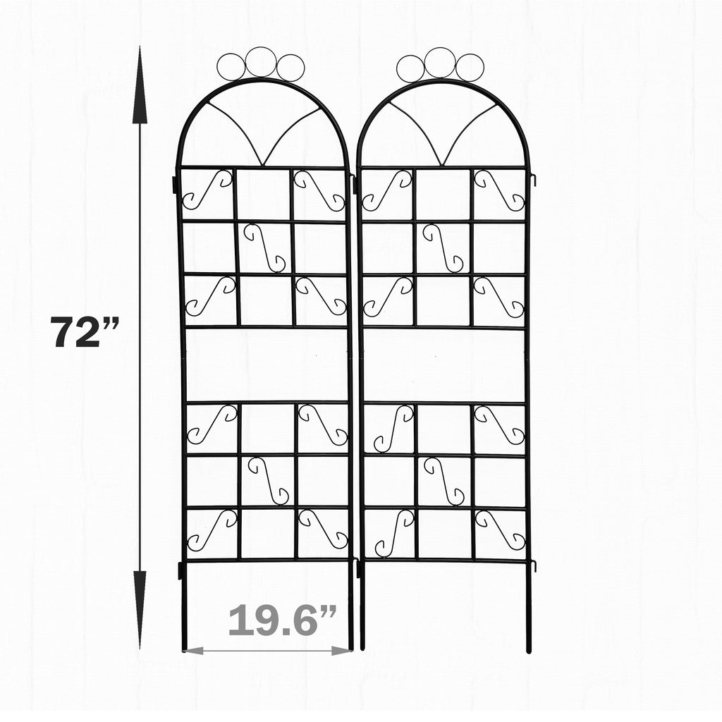 Leoglint 1Set (2pcs)  Metal Garden Trellis for Climbing Plants Outdoor Rustproof Plant Support-Black