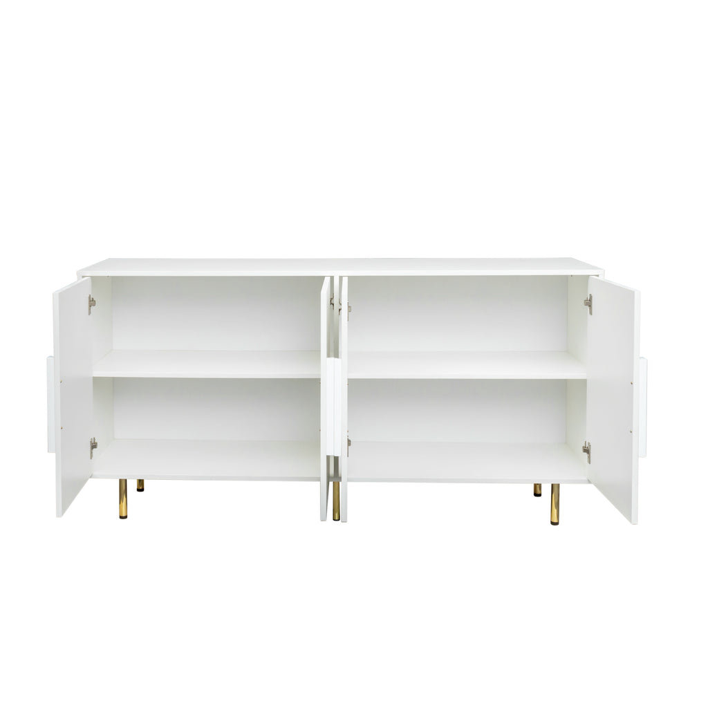 Leoglint Tv Stand,Sideboard Buffet Cabinet with Storage Modern Storage Cabinets with 4 Doors with Handle for Living Room Dining Room Entryway, White