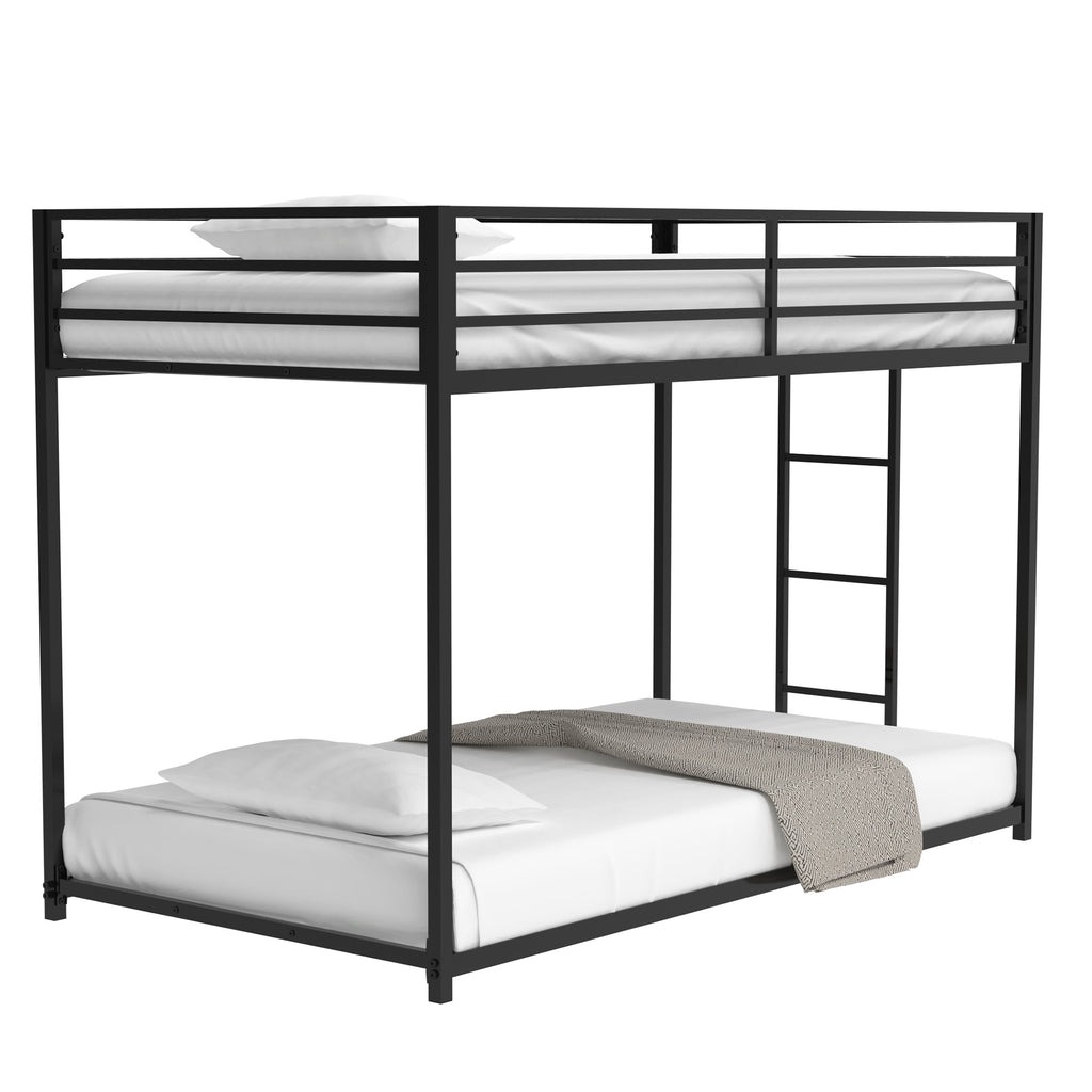 Leoglint Bed Frame Adam Twin over Twin Metal Bunk, Black