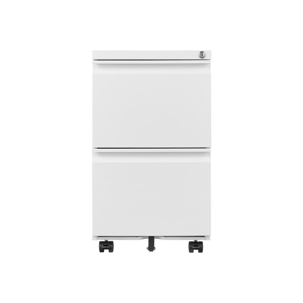 Leoglint Metal 2 Drawer Mobile File Cabinet with Lock, Under Desk Office Steel Filing Cabinet, 25.6''H Legal/Letter Size Files Storage Cabinet,White