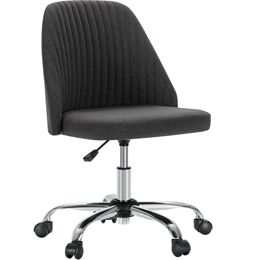 Leoglint Sweetcrispy Armless Home Office Chair with Wheels Adjustable Swivel Task Computer Vanity Chair for Small Spaces