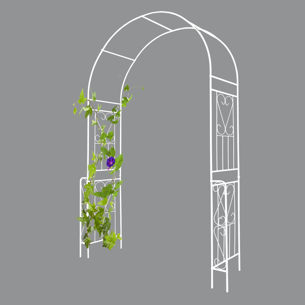 Leoglint Metal Garden Trellis W55'' x H94.5'' Garden Arbor Trellis Climbing Plants Support Rose Arch Outdoor Arch Cream White