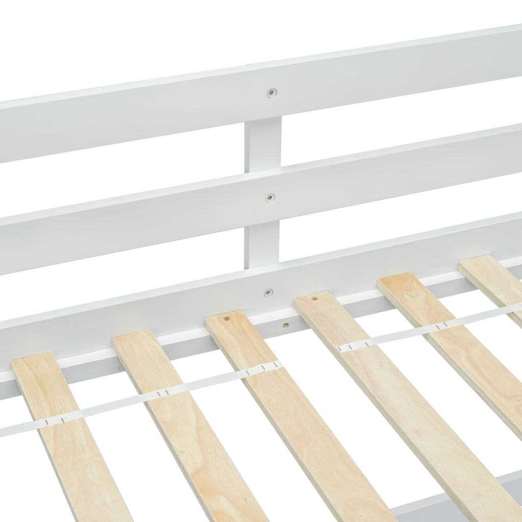 Leoglint Twin Size High Loft Bed Frame with inclined Ladder, Guardrails,White