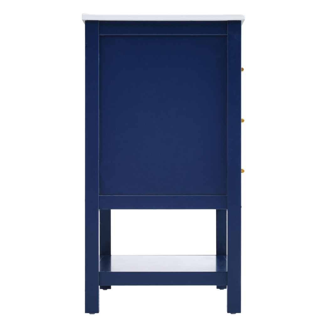 Leoglint [Viedo]Modern 30inch Navy Blue/White Bathroom Vanity Cabinet Combo with OpenStorge, Two Drawers