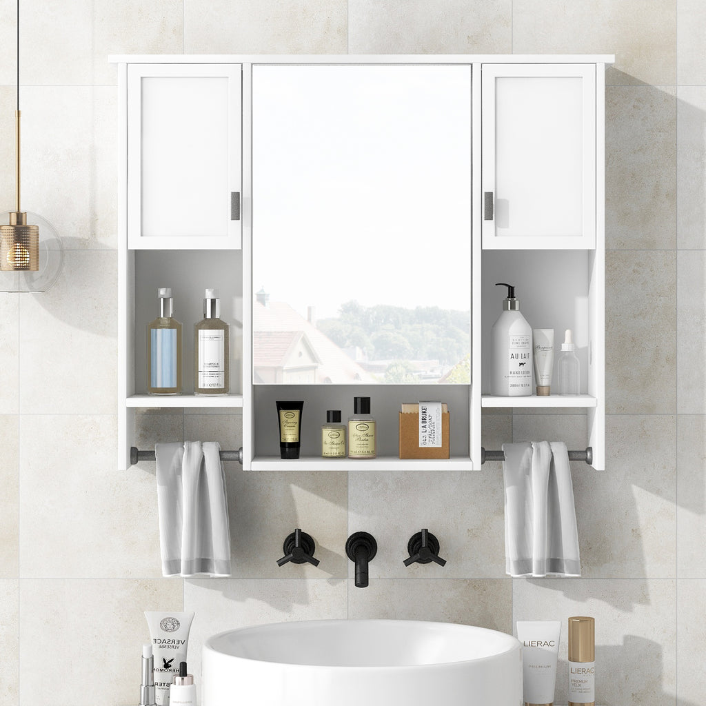 Leoglint 35'' x 28'' Modern Wall Mounted Bathroom Storage Cabinet, Bathroom Wall Cabinet with Mirror, Medicine Cabinet with Towels Bar