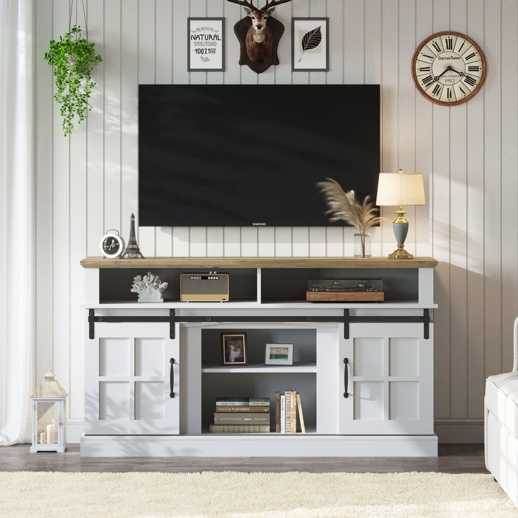 Leoglint 58 Inch TV Stand with Storage Cabinet and Shelves, TV Console Table Entertainment Center for Living Room,Bedroom