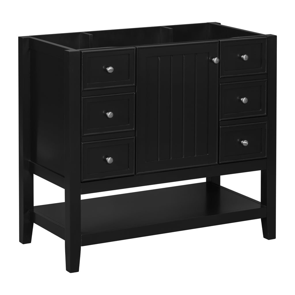 Leoglint 36" Bathroom Vanity without Sink, Cabinet Base Only, One Cabinet and three Drawers, Black