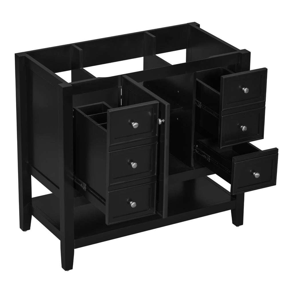 Leoglint 36" Bathroom Vanity without Sink, Cabinet Base Only, One Cabinet and three Drawers, Black