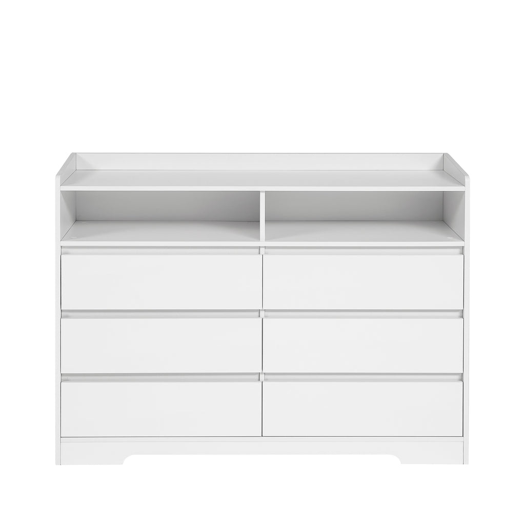 Leoglint 6 Drawer Chest Drawer Dresser, White Dresser for Bedroom with LED Lights, Modern Dressers & Chests of Drawers with Sturdy Frame for Living Room, Entryway, Hallway