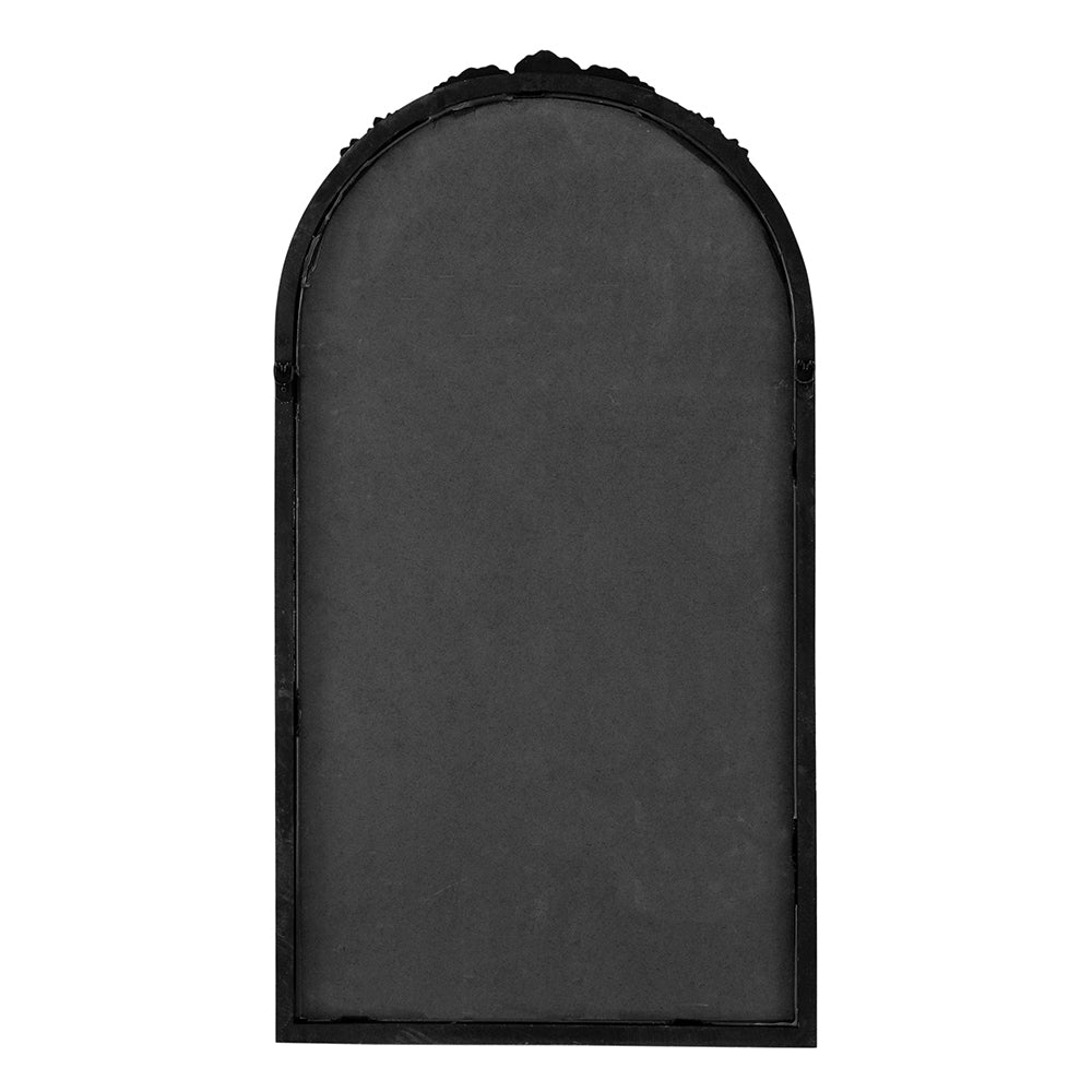 Leoglint 23" x 42"  Hand Carved Rose Antique Mirror Frame, Wood Arch Mirror Wall Decor for Living Room, Bathroom, Entryway(Black)