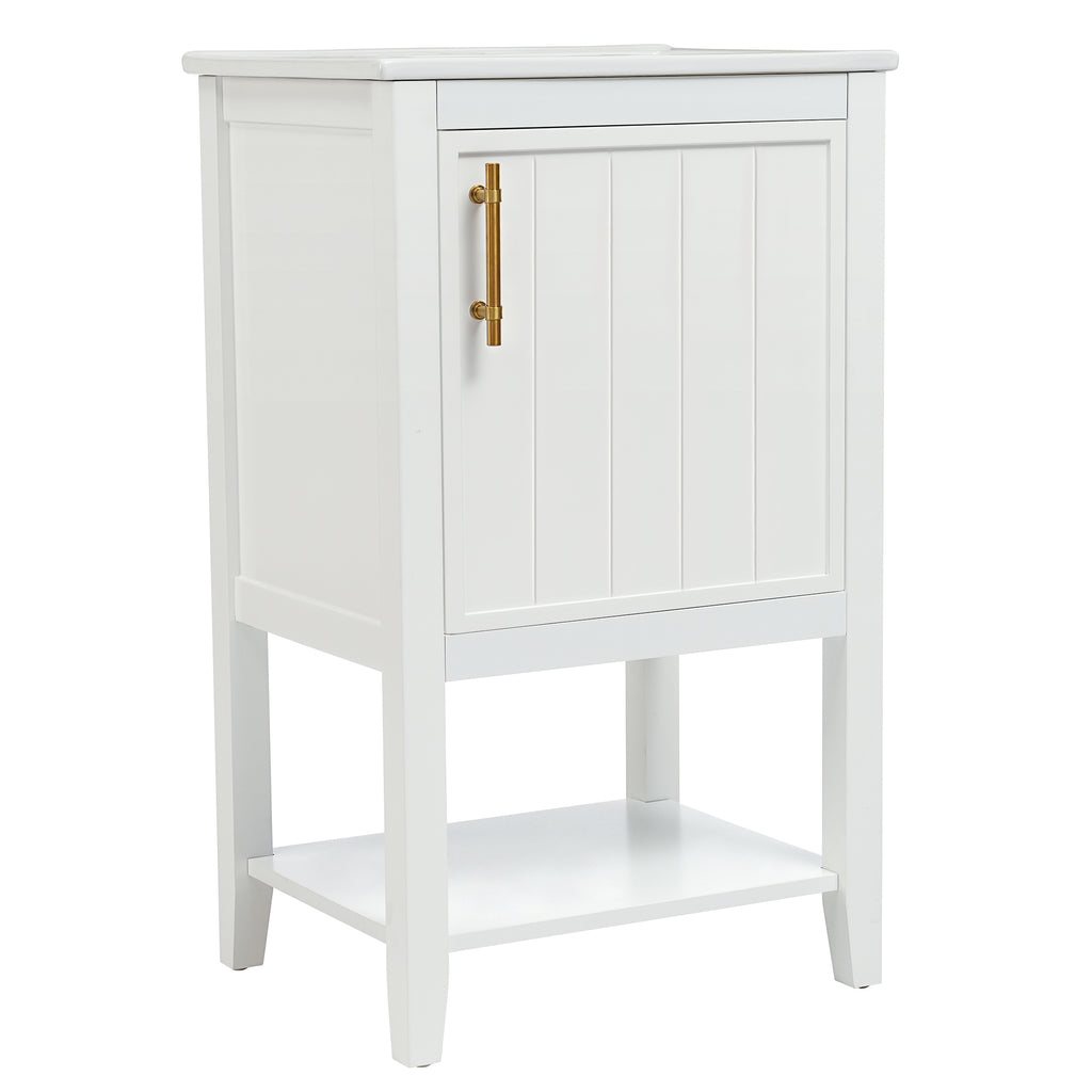 Leoglint 20" Bathroom Vanity with Sink, Bathroom Cabinet with Soft Closing Door, Storage Rack and Open Shelf, White