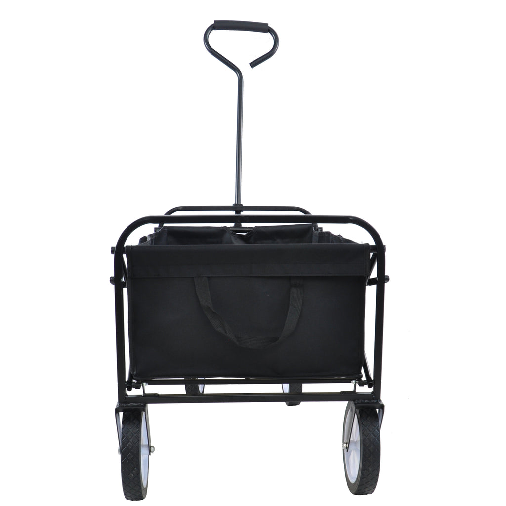 Leoglint Garden cart Folding Wagon Garden Shopping Beach Cart (black)