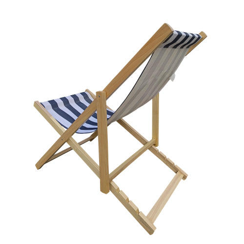 Leoglint populus wood sling Outdoor chair blue Stripe Broad blue Stripe (color: Dark blue) folding chaise lounge chair