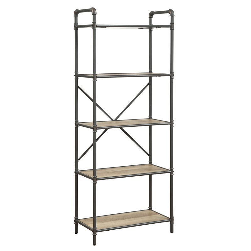 Leoglint ACME Itzel Bookshelf in Antique Oak & Sandy Gray 97164