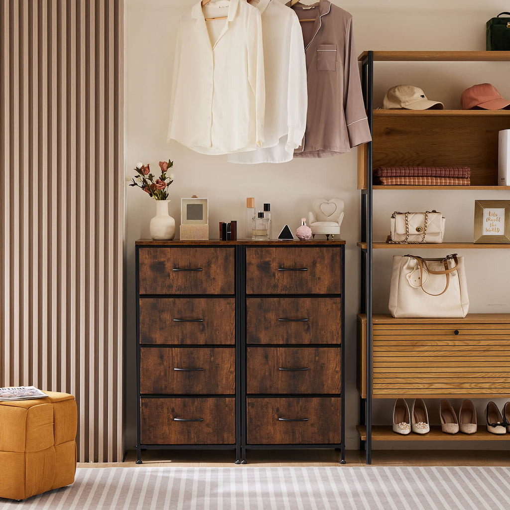 Leoglint Drawer Chest Drawers Dresser Chest of Drawers,Metal Frame and Wood Top,4bc,Brown