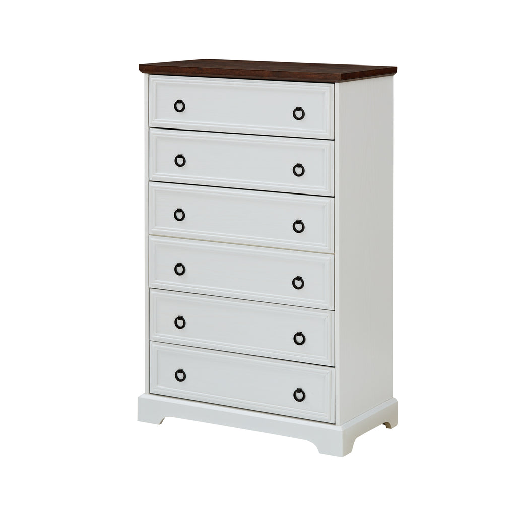 Leoglint Modern 6 Drawer Dresser,Drawer Chest,Dressers for Bedroom, Tall Chest of Drawers Closet Organizers & Storage Clothes - Easy Pull Handle, Textured Borders Living Room, Hallway,L 29.53''*W15.75''*H48.03''White