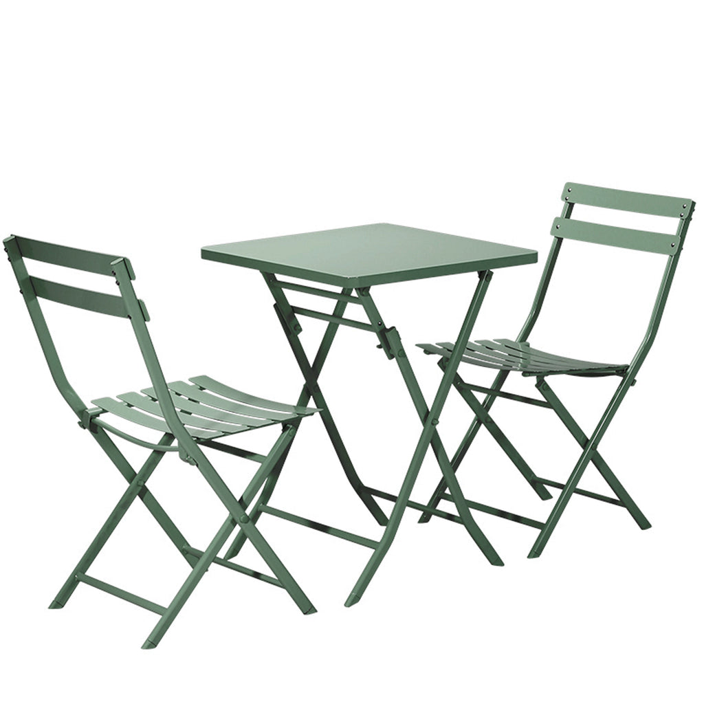 Leoglint 3 Piece Patio Bistro Set of Foldable SquareTable and Chairs,Outdoor Chair, Dark Greem