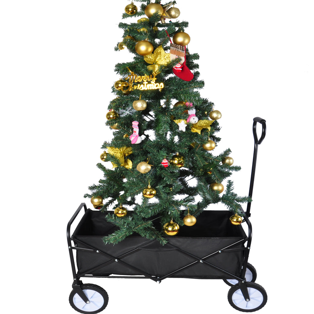 Leoglint Garden cart Folding Wagon Garden Shopping Beach Cart (Black)