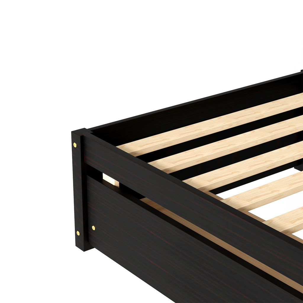 Twin Bed Frame with 2 Drawers, Solid Wood, No Box Spring Needed ,Espresso(Old SKU:W50441670)