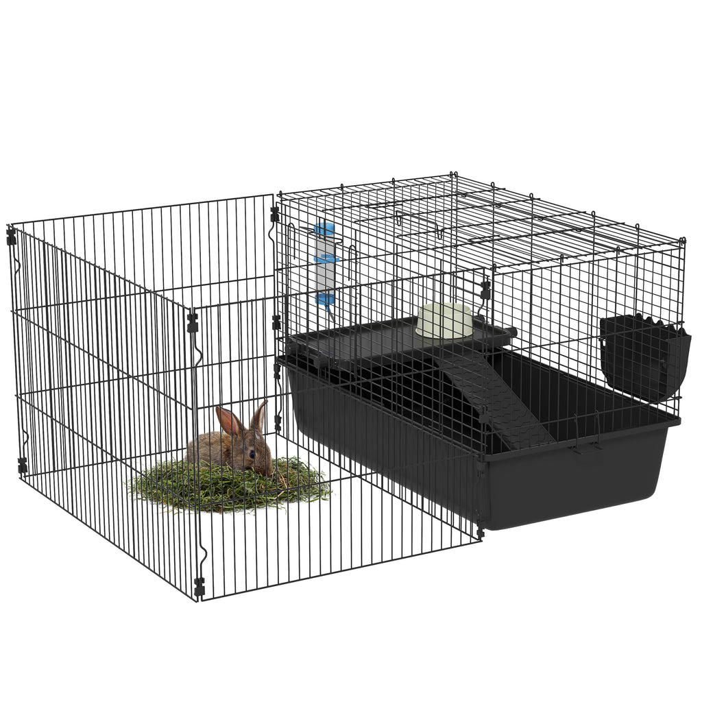 Leoglint Small Animal Cage with Playpen, Pet Habitat Indoor for Guinea Pigs Hedgehogs Bunnies with Accessories, Water Bottle, Food Dish, Feeding Trough, 42" x 33" x 21"