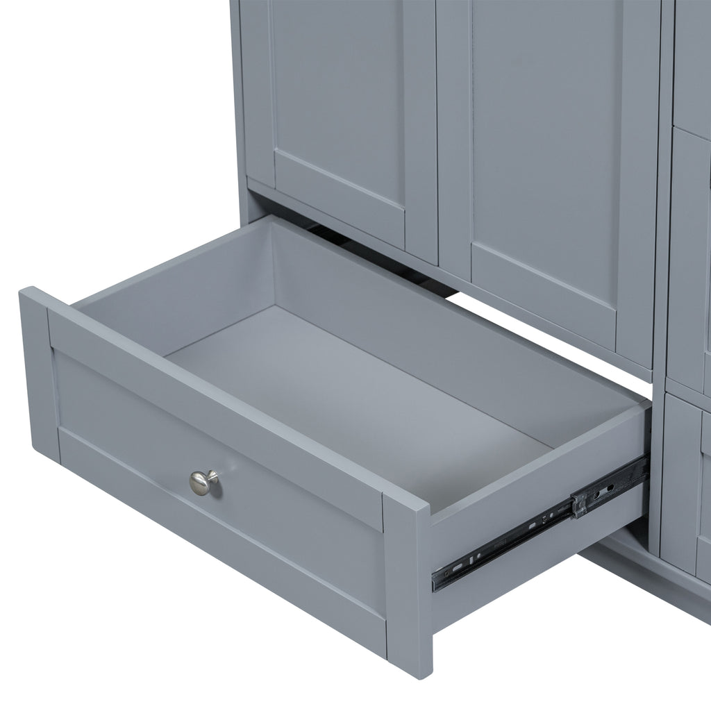 Leoglint [Cabinet Only] 36" Bathroom Vanity-Grey Blue(Sink not included)