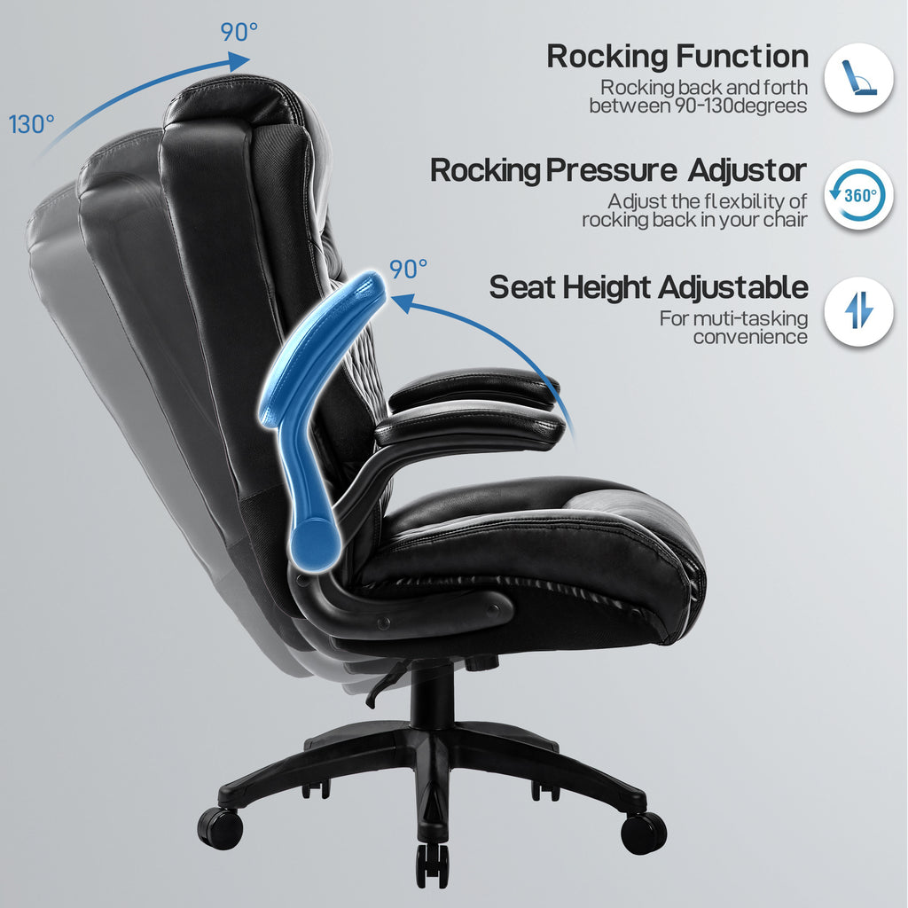 Leoglint Big & Tall 400lb Ergonomic Leather Office Chair Executive Desk Chair