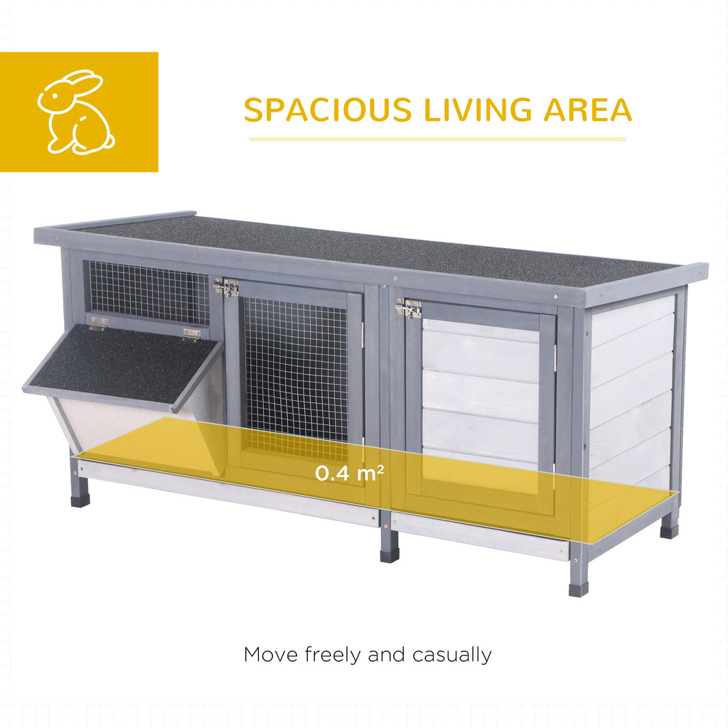 Leoglint Wooden Rabbit Hutch Bunny Hutch Cage Guinea Pig with Waterproof Roof, No Leak Tray and Feeding Trough, Indoor/Outdoor, Gray