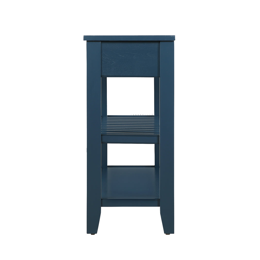 Leoglint Console Sofa Table with 2 Storage Drawers and 2 Tiers Shelves, Mid-Century Style 42'' Solid Wood Buffet Sideboard for Living Room Furniture Kitchen Dining Room Entryway Hallway,Navy Blue