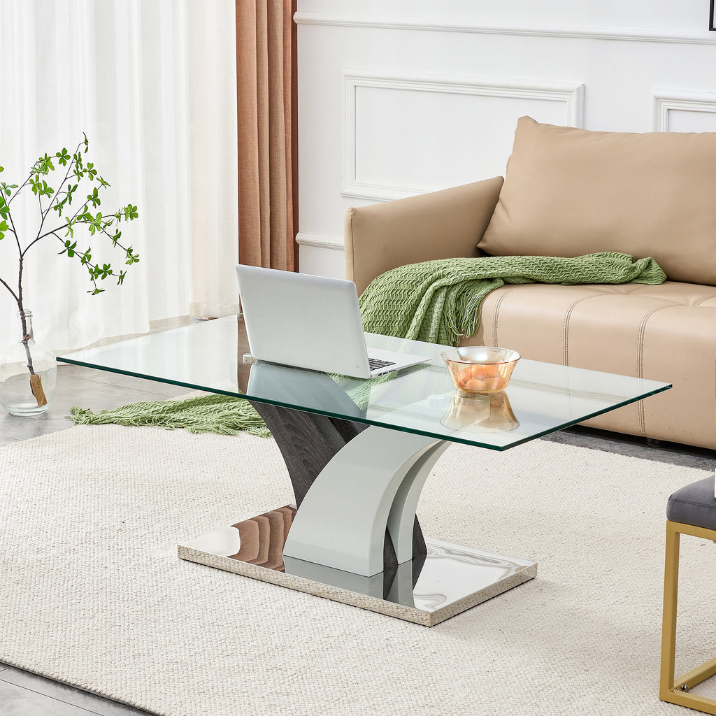 Leoglint Modern dining table,Tea Table.Coffee Table. Tempered glass countertop, and artistic MDF legs are perfect for hosting dinners, conferences, home, and office decorations.B-793