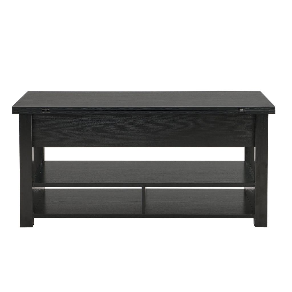 Leoglint [VIDEO provided] ON-TREND Lift Top Coffee Table, Multi-Functional Coffee Table with Open Shelves, Modern Lift Tabletop Dining Table for Living Room, Home Office, Black