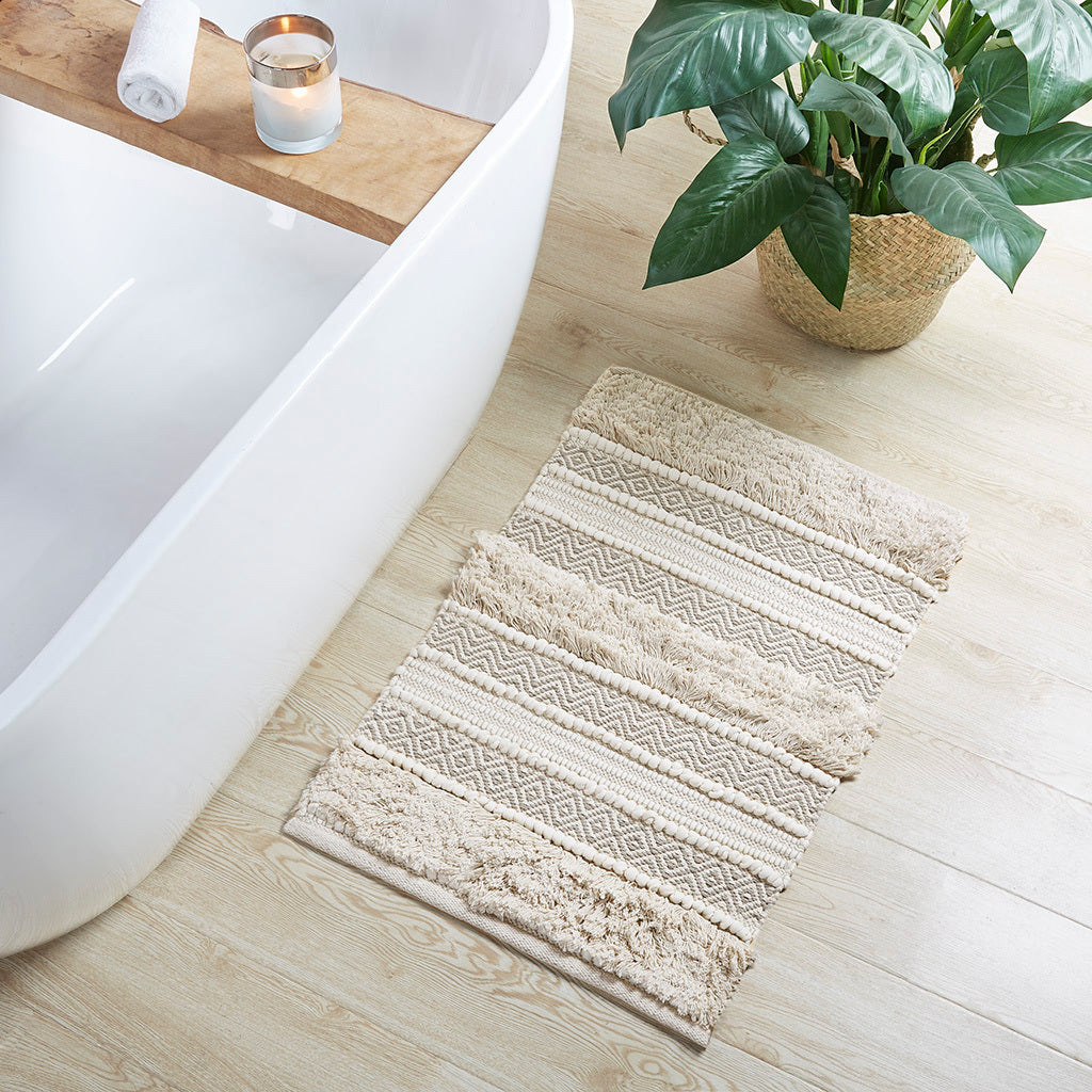 Leoglint Woven Texture Stripe Bath Rug