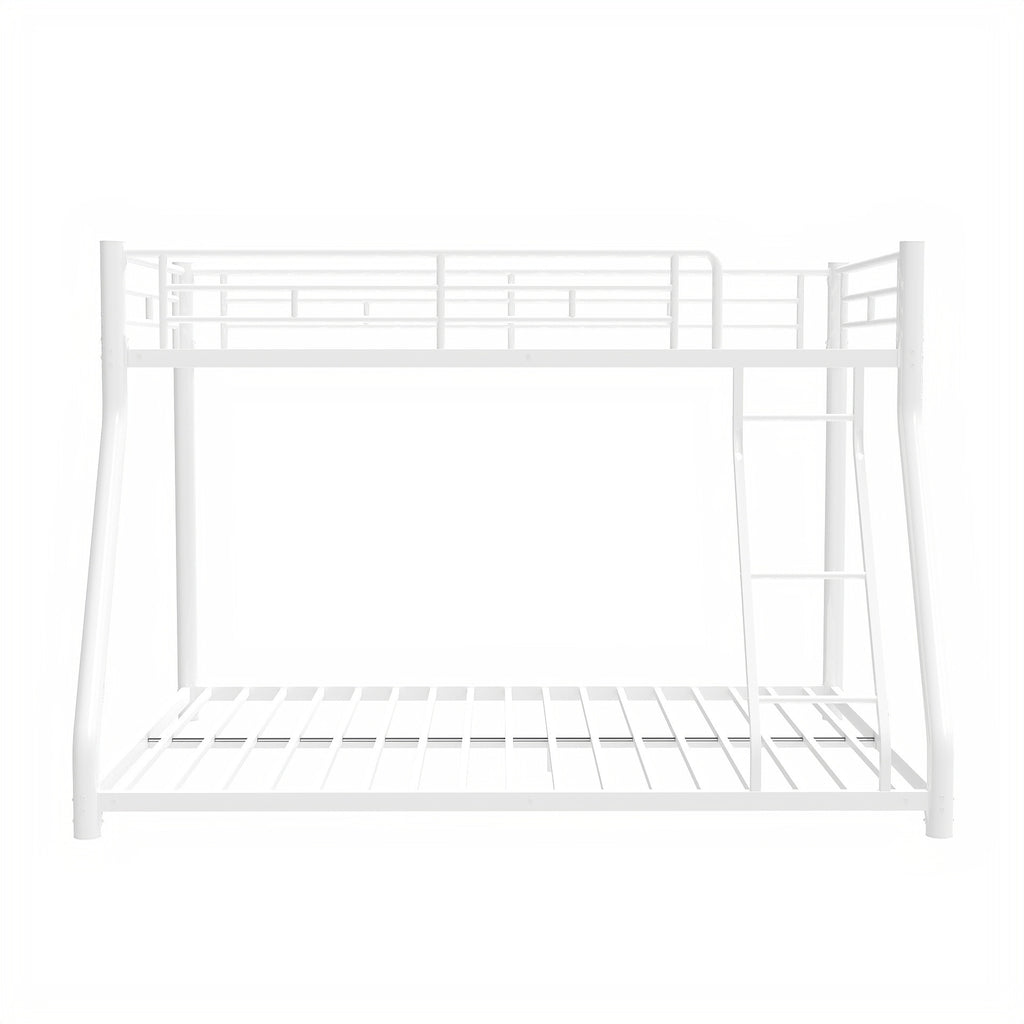 Leoglint Metal Bunk Bed Frame Twin Over Full Size with Removable Stairs, Heavy Duty Sturdy Frame with 12" Under-Bed Storage for Teen & Adults, Teens, No Box Spring Needed, White