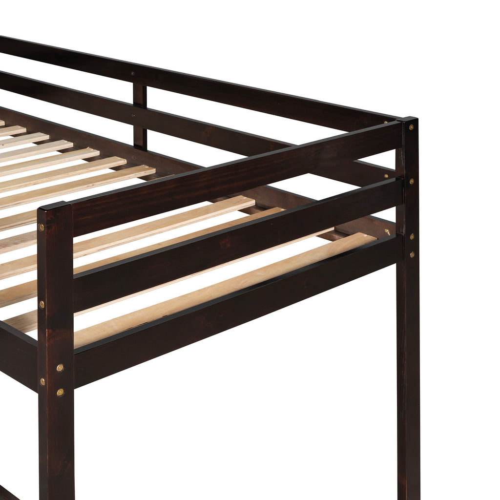 Leoglint Loft Bed Frame with Slide, Multifunctional Design, Twin (Espresso)(OLD SKU: WF191904AAP)