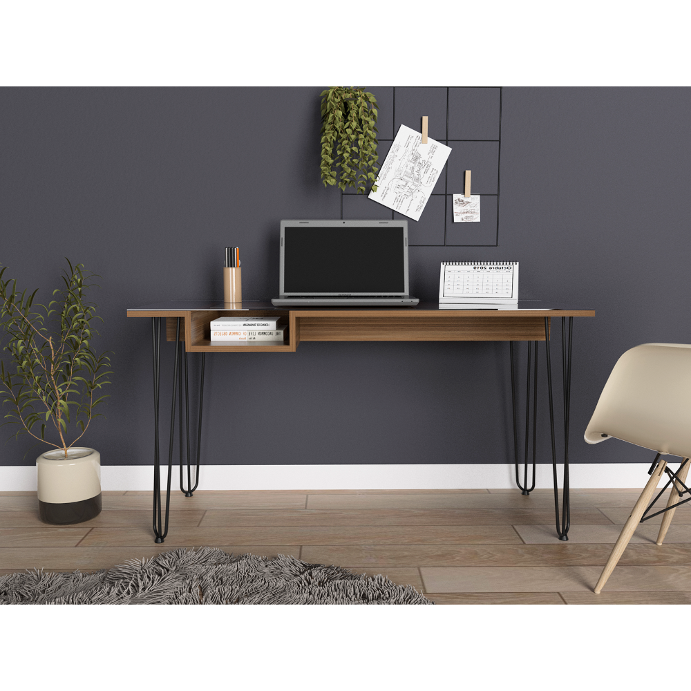 Leoglint Baxter 140 Office Desk, One Shelf, Four Legs -Mahogany