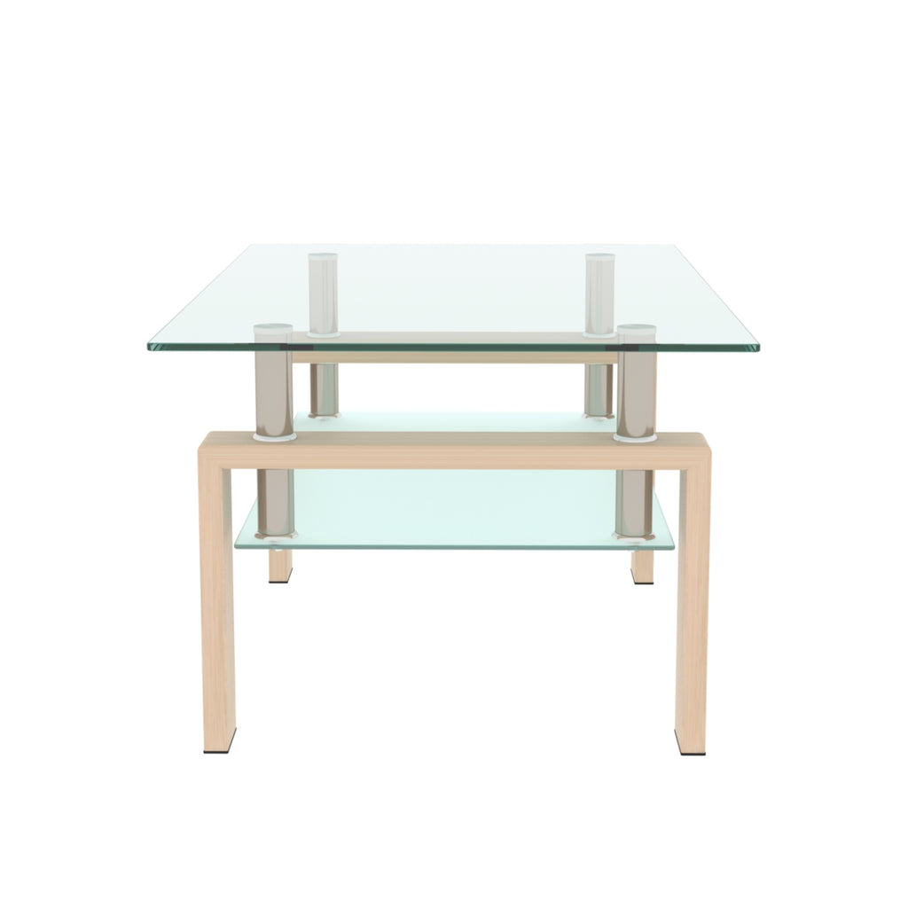 Leoglint Rectangle  Glass Coffee Table, Clear Coffee Table Modern Side Center Tables for Living Room Living Room Furniture