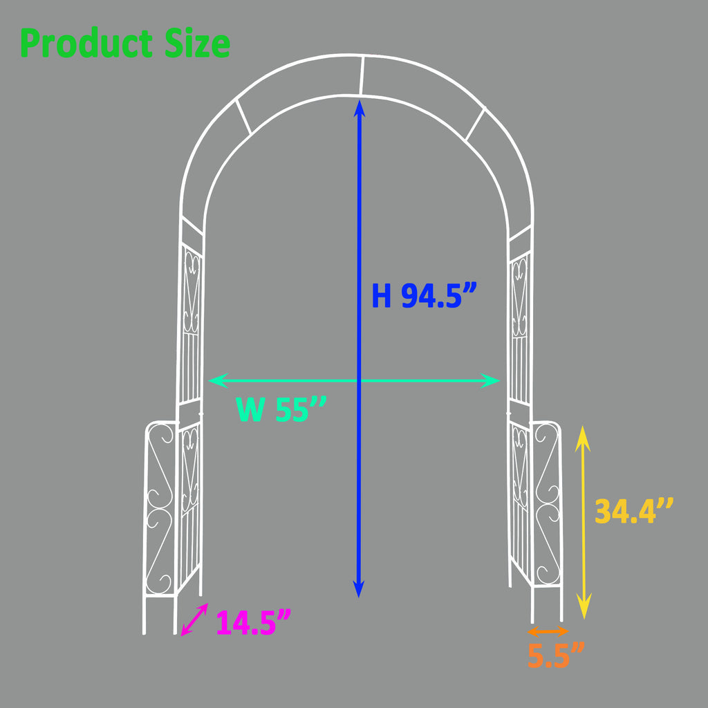 Leoglint Metal Garden Trellis W55'' x H94.5'' Garden Arbor Trellis Climbing Plants Support Rose Arch Outdoor Arch Cream White