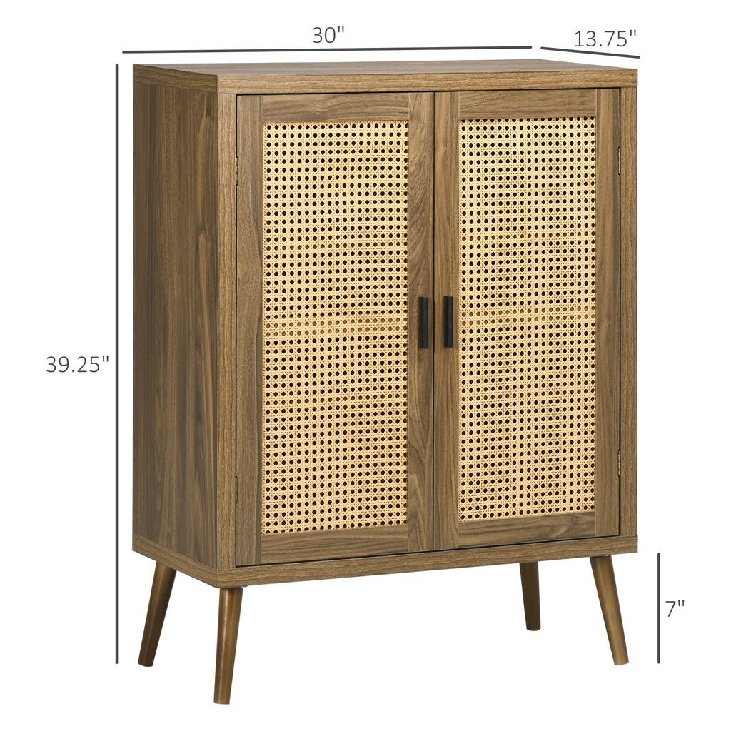 Leoglint Sideboard Buffet Cabinet with Rattan Doors, Brown