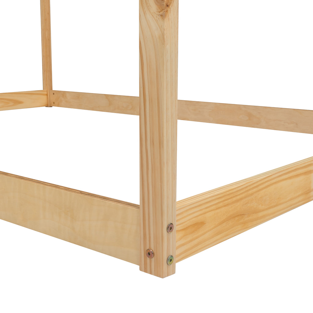 Leoglint Full Size Wooden House Bed Frame, Natural