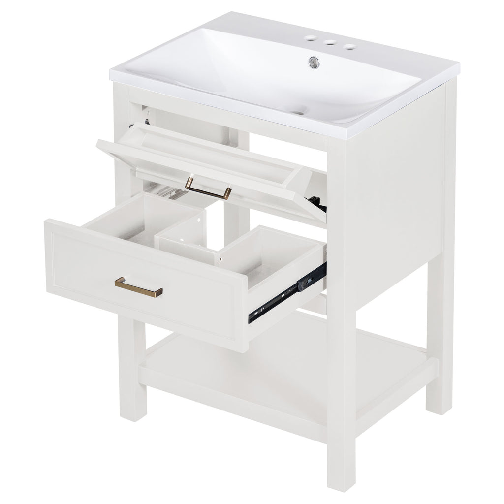 Leoglint 24'' Bathroom Vanity with Top Sink, Modern Bathroom Storage Cabinet with 2 Drawers, Single Sink Bathroom Vanity