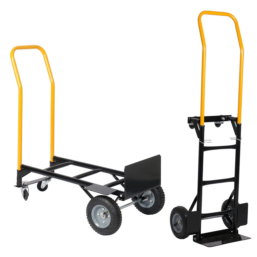 Leoglint Garden cart Hand Truck Dual Purpose 2 Wheel Dolly Cart and 4 Wheel Push Cart with Swivel Wheels 330 Lbs Capacity Heavy Duty Platform Cart for Moving/Warehouse/Garden/Grocery