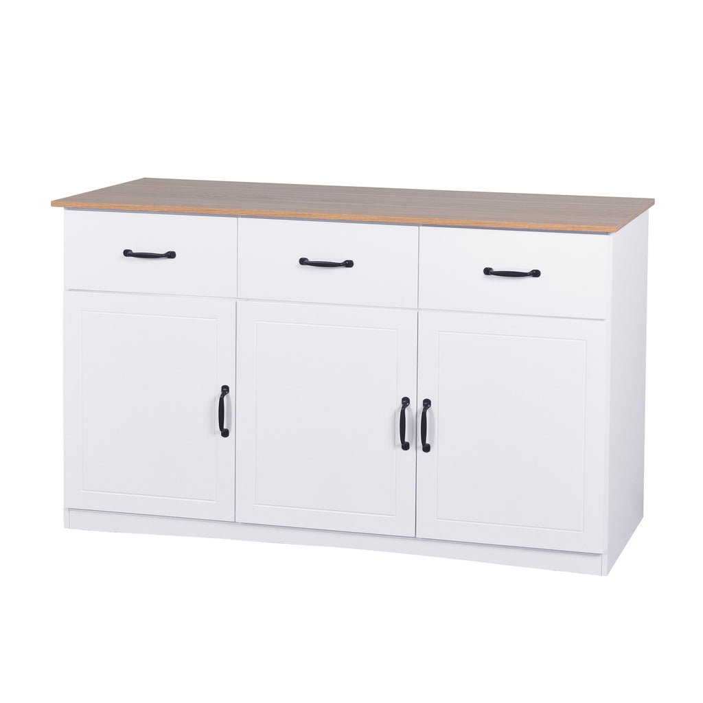 Leoglint White Buffet Cabinet with Storage, Kitchen Sideboard with 3 Doors and 3 Drawers, Coffee Bar Cabinet, Storage Cabinet Console Table for Living Room