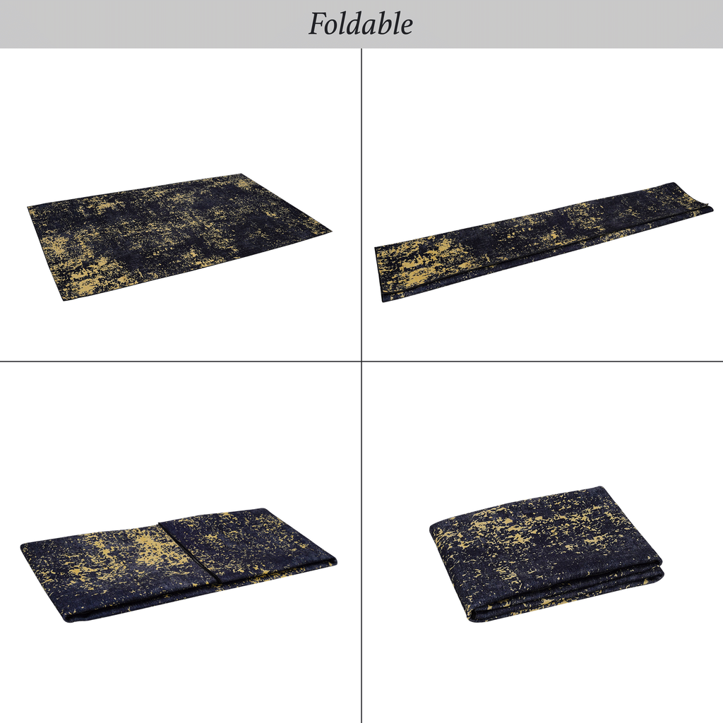 Leoglint 5x8 Area Rug for Bedroom, Washable Rug, Low-Pile, Non-Slip, Non-Shedding, Foldable, Kid&Pet Friendly  - Area Rugs for living room, bedroom, kitchen, dining room, Wedding Gift, (Black+Gold, 5'x8')