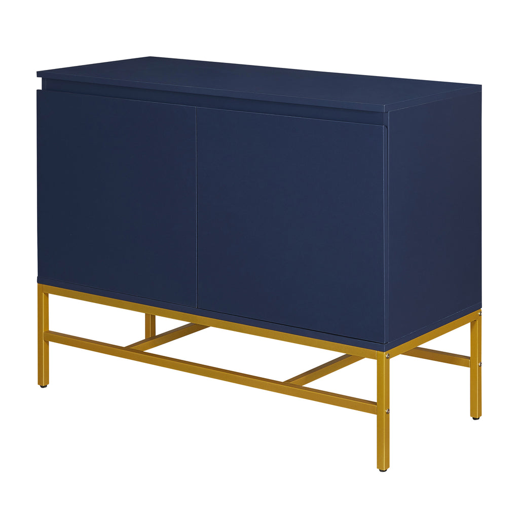 Leoglint TREXM Minimalist & Luxury Cabinet Two Door Sideboard with Gold Metal Legs for Living Room, Dining Room (Navy)