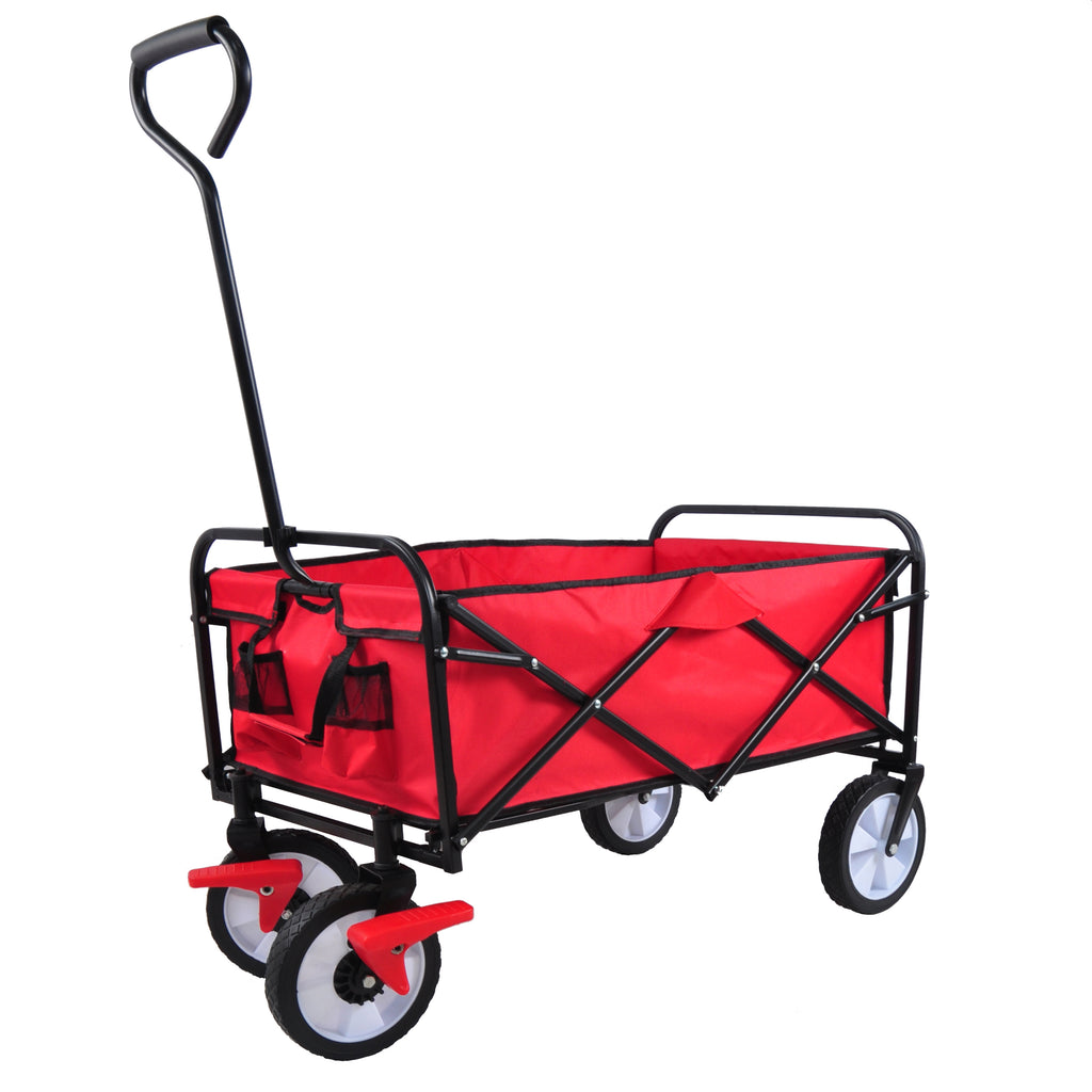 Leoglint Garden cart Folding Wagon Garden Shopping Beach Cart (Red)